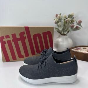 FitFlop F-Sporty Uberknit Sneaker Pweter Grey/Metallic Pewter Women's 5 NWB